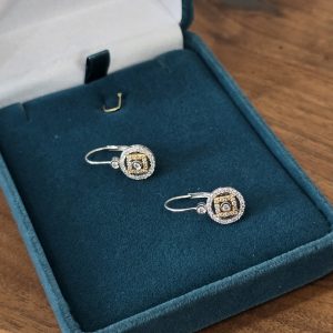 Estate Leverback Diamond Earrings