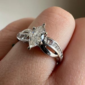 Estate Marquise Engagement Ring with Baguette Twist
