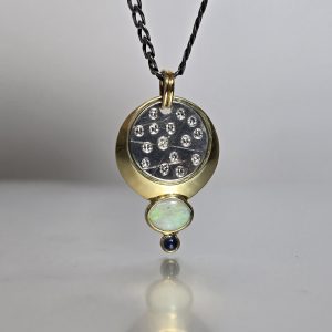 Opal Diamond and Sapphire Pendant