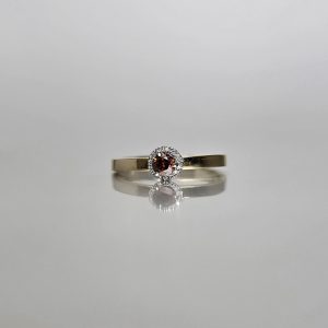 Red Diamond with Halo Ring