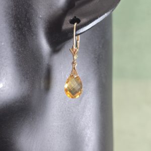 Estate Citrine Briolette Leverback Earrings