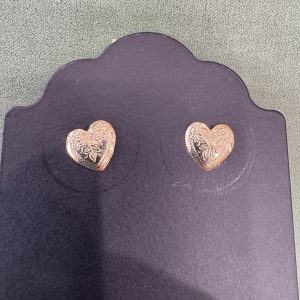 Estate Floral Heart Stud Earrings