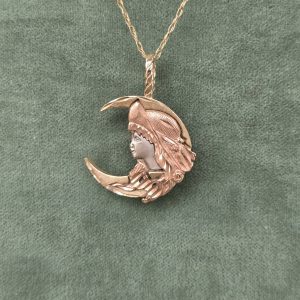 Estate Woman In The Moon Pendant