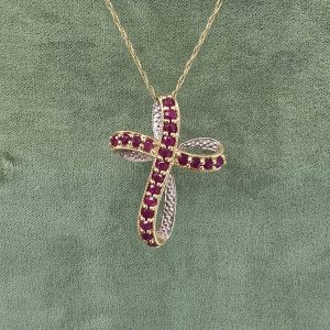 Estate Ruby Ribbon Cross