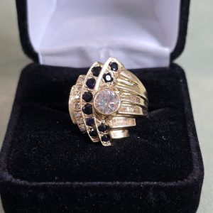 Estate Sapphire and Diamond Wave Ring
