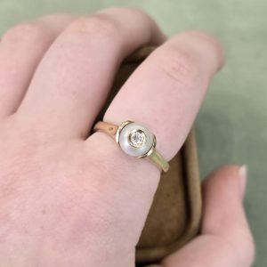Estate Pearl & Diamond Ring