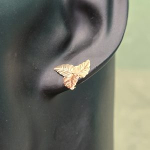 Estate Tri-Color Leaf Stud Earrings
