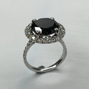 Black Diamond Halo Ring