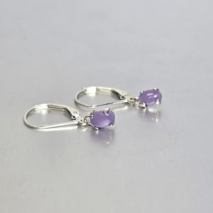 Silver Chabachon Amethyst Dangles