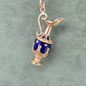 Estate Blue Cloisonné Enamel Vase Charm