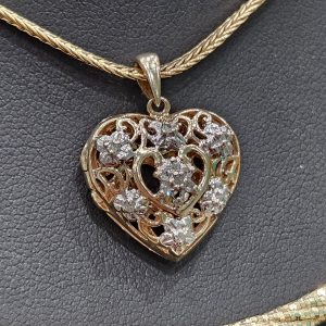 Estate Filigree Heart Diamond Locket