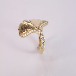 Diamond Ginkgo Leaf Ring