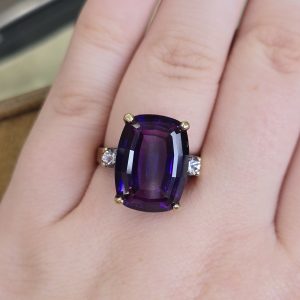Estate 10k Cushion Cut Alexandrine Sapphire Ring