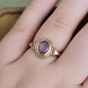Estate Amethyst Bezel Set Ring