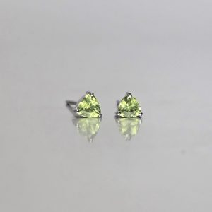 Trillion Cut Peridot Stud Earrings
