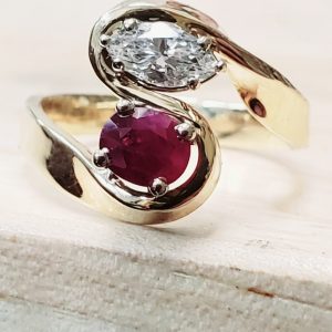 Mobius Strip Two-Stone Ring