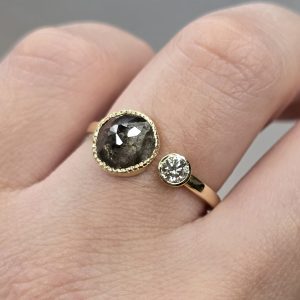 Salt and Pepper Diamond Ring