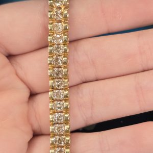Estate 14k Gold Diamond Wide Link Bracelet