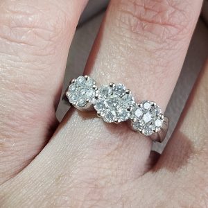 Estate Triple Diamond Cluster Ring