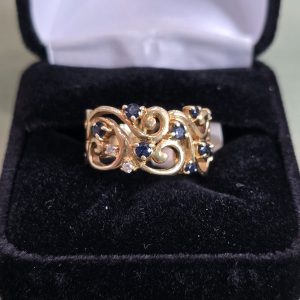Estate Sapphire Swirl Wide Band