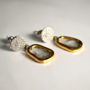 Rose Cut Diamond Earrings in 24k Bezel