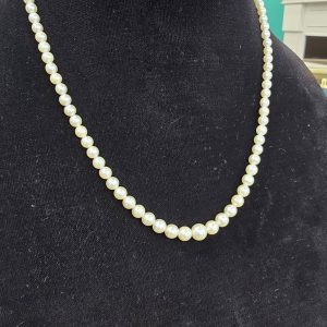 Estate 4-5mmTapered Pearl Necklace with Accented Clasp