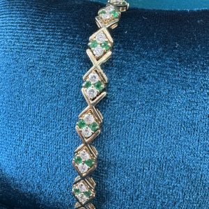 Estate Emerald & Diamond "X" Bracelet