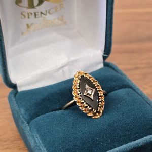 Estate Marquise Onyx Rope Ring