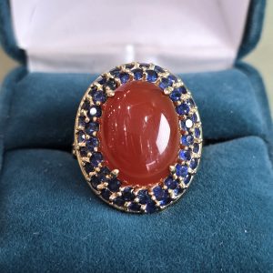 Estate Carnelian and Sapphire Cocktail Ring