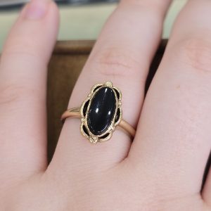 Estate Onyx Halo Ring