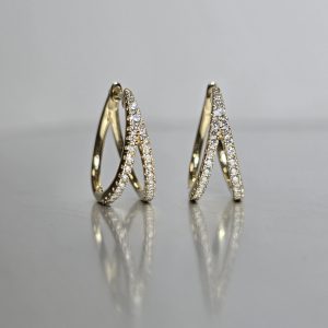Double Diamond Hoop Earrings