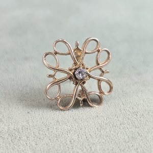 Estate Square Open Filigree Diamond Pin