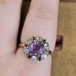Estate Light Amethyst & Antique Glass Ring