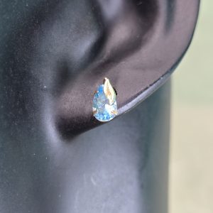 Estate Blue Topaz Leaf Stud Earrings
