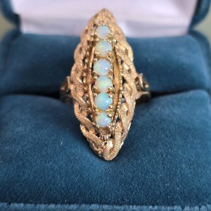 Estate Woven Opal Vertical Line Ring