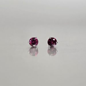 Pink Garnet Stud Earrings