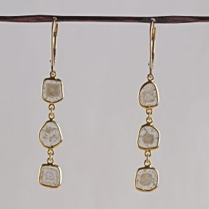 Diamond Slice Trio Drop Earrings