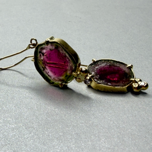 Watermelon Tourmaline Dangle Earrings