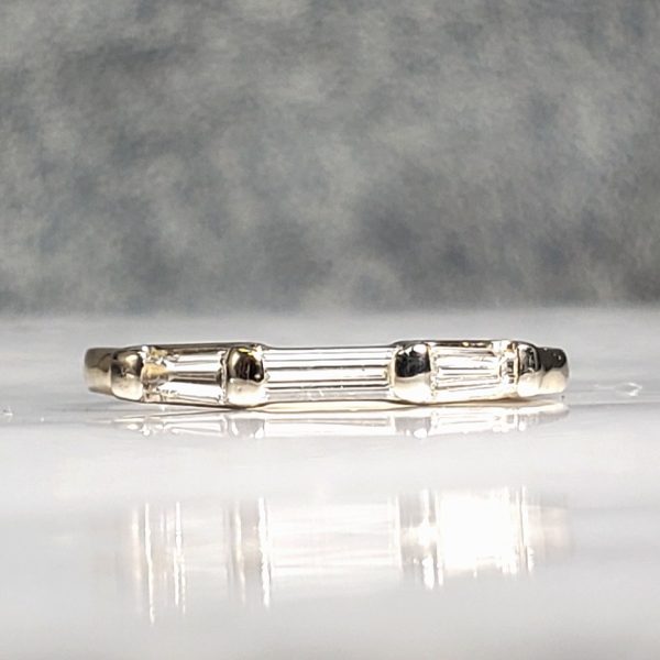 3-Stone Baguette diamond ladies Wedding Band. Created by Katherine Spencer in Morgantown, West Virginia, USA
