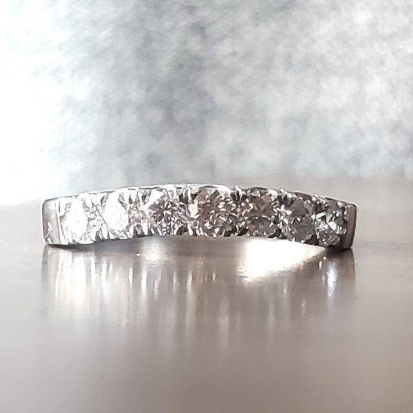 Contour French Set Wedding Band in 14k white gold. Created by Katherine Spencer in Morgantown, West Virginia, USA