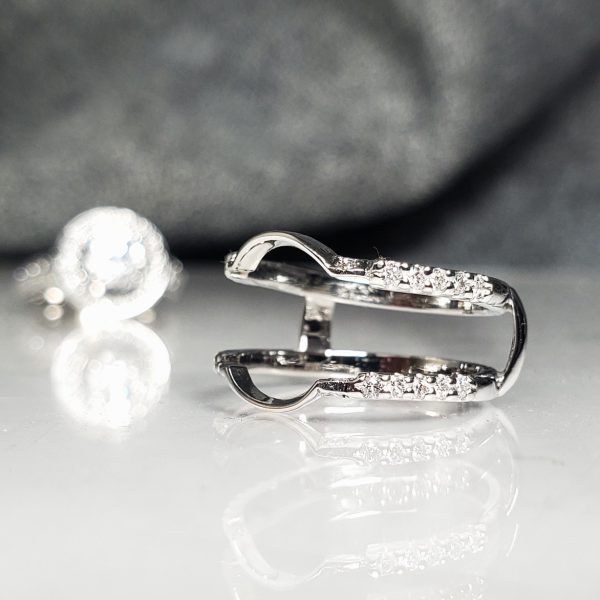 Diamond Accented Insert Wedding Band in 14k white gold. Created by Katherine Spencer in Morgantown, West Virginia, USA