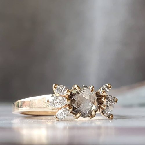18k yellow gold wire wrapped flexible fashion ring with a bar. Made by Katherine Spencer in Morgantown, West Virginia USA