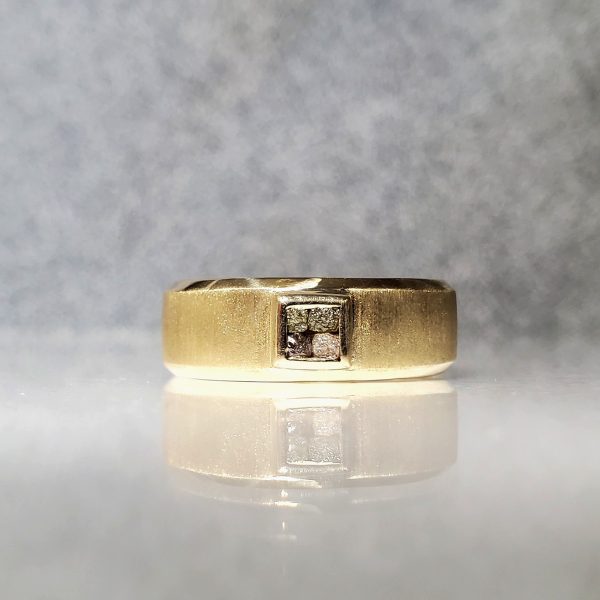 Uncut Cube Diamond men's beveled edge Wedding Band with a satin and high polish finish. Created by Jamie Holton in Morgantown, West Virginia, USA