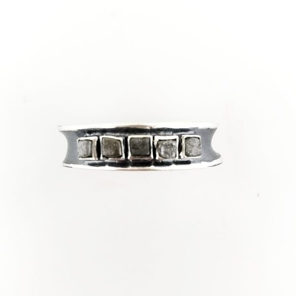5-Stone Cube Diamond men's Wedding Band in sterling silver. Created by Katherine Spencer in Morgantown, West Virginia, USA