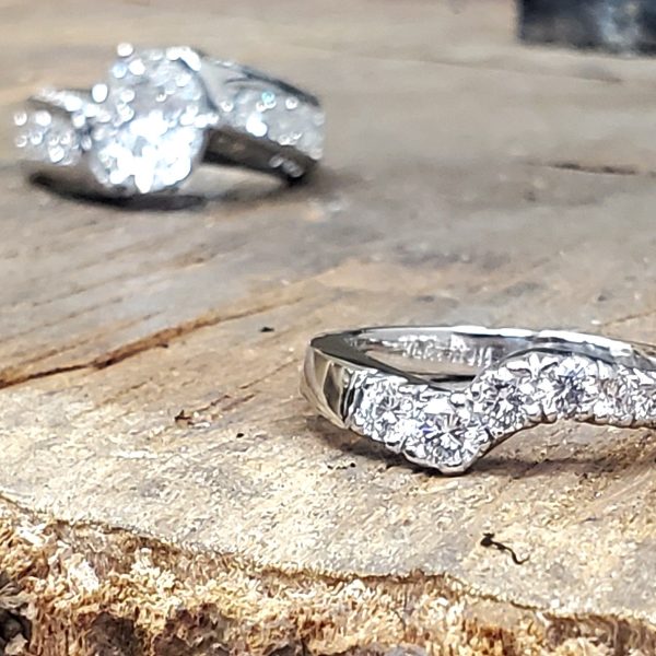 Notched Diamond Contour Wedding Band