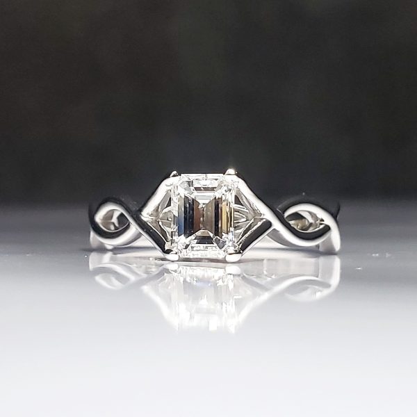Infinity Style Twist Solitaire 14k white gold infinity style cathedral solitaire engagement ring